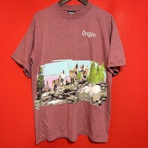 Signal Sports Oregon Wolf Graphic T Shirt Size XL Heathered‎ Burgundy